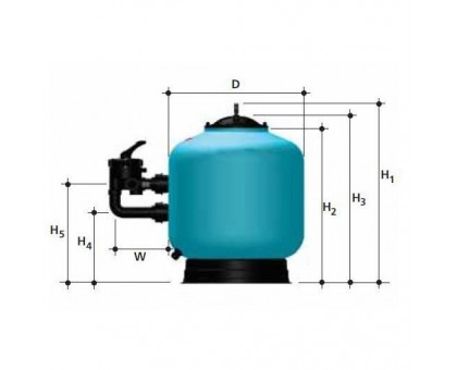 Фильтр Gemas FILTEGRA 710 мм, ABS+GELCOAT, с боковым 6-ти поз. клапаном 11/2", 20 м3/ч