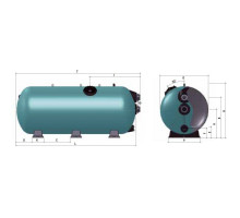 Фильтр Gemas TURBIDRON HORIZONTAL D=1200 мм, L=2500 мм, вых. 140 мм, (H засыпки - 0,6 м)