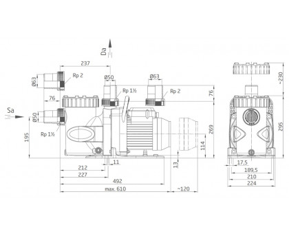 Насос BADU SuperPro 23, 220 В с префильтром (219.2265.038)