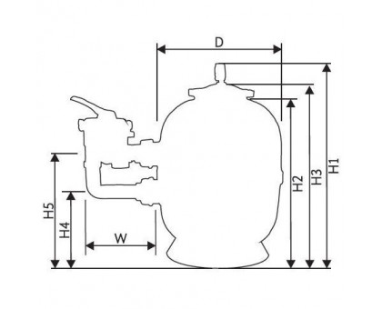 Песочный фильтр Premium CL, Ø 400 мм, 6.3 м³/ч, клапан сбоку