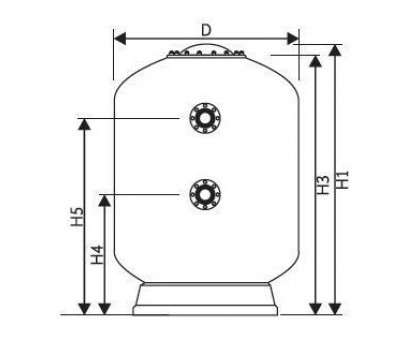 Фильтр Gemas TURBIDRON 1600 мм, вых. 125 мм (под фланец), 100 м3/ч (высота засыпки - 1,0 м)