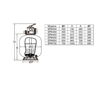 Фильтр EPW350, шпул навивки, d350мм, 45м3/ч, верхподкл 1 1/2